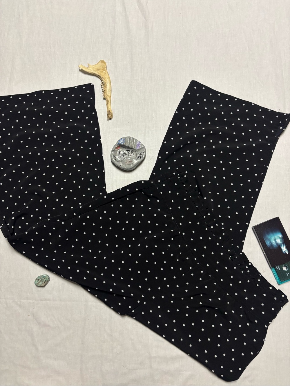 Women’s Straight Leg Black Polka Dot Pants